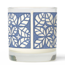 青と白の葉の香りのキャンドル