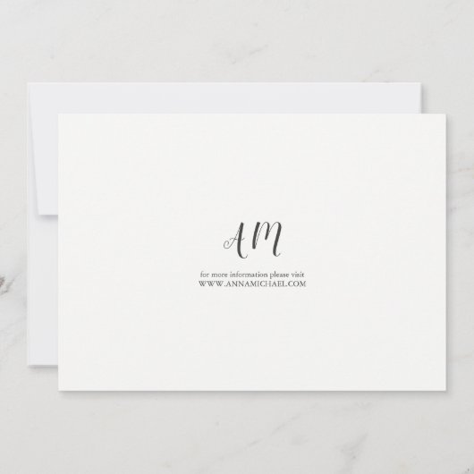 青と白の葉カスタムウェディング日付を保存 セーブザデート (裏面)