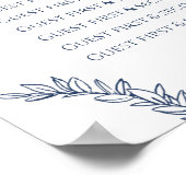 青と白の葉リースの結婚座席表 ポスター (角)