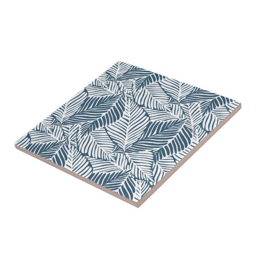 青と白の葉 タイル (側面)