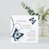 青と白の蝶の結婚式招待状 招待状 (スタンド正面)
