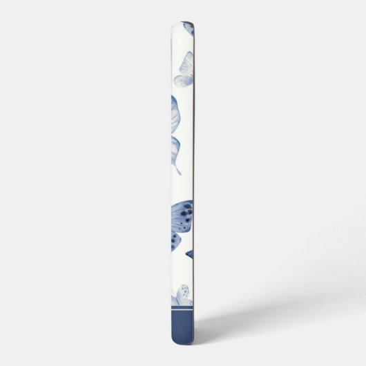 青と白の蝶モノグラム SAMSUNG GALAXYケース (左側面)