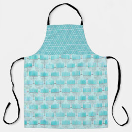青と白の行ハヌッカロウソク エプロン