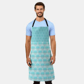 青と白の行ハヌッカロウソク エプロン (着用した状態)