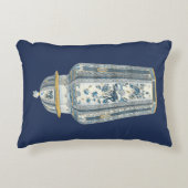 青と白の装飾用アジアの壷 アクセントクッション (正面)