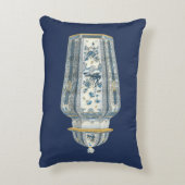 青と白の装飾用アジアの壷 アクセントクッション (裏面(縦))