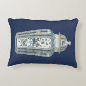 青と白の装飾用アジアの壷 アクセントクッション (裏面)
