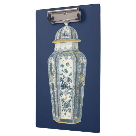 青と白の装飾用アジアの壷 クリップボード (左)