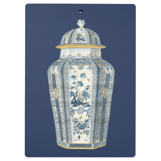 青と白の装飾用アジアの壷 クリップボード (裏面)