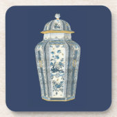 青と白の装飾用アジアの壷 コースター (正面)