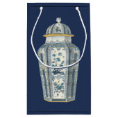 青と白の装飾用アジアの壷 スモールペーパーバッグ (裏面)