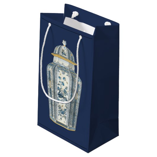 青と白の装飾用アジアの壷 スモールペーパーバッグ (裏面アングル)
