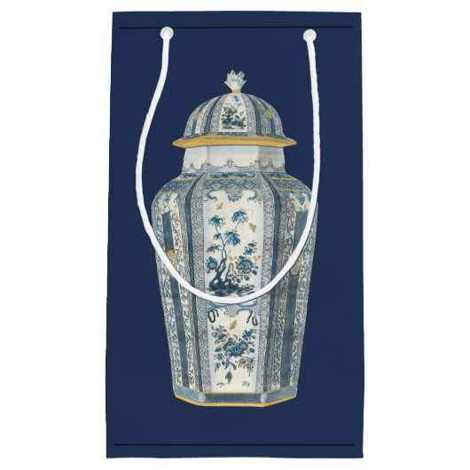 青と白の装飾用アジアの壷 スモールペーパーバッグ (正面)