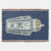 青と白の装飾用アジアの壷 スローブランケット (正面)