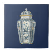 青と白の装飾用アジアの壷 タイル (正面)