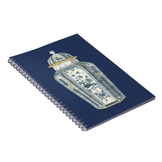 青と白の装飾用アジアの壷 ノートブック (右側)