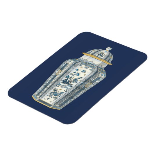 青と白の装飾用アジアの壷 マグネット (左側)