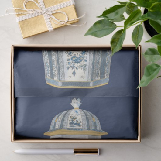 青と白の装飾用アジアの壷 薄葉紙 (ギフト)