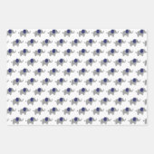 青と白の象のベビーシャワー ラッピングペーパーシート (正面)