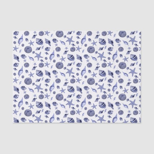 青と白の貝殻ティッシュペーパー 薄葉紙 (正面)