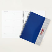 青と白の質感を持つミニマリストアート プランナー手帳 (ディスプレー)