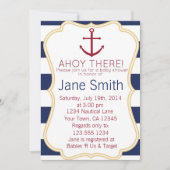 青と白の赤航海のちゃんシャワー招待状 招待状 (正面)