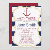 青と白の赤航海のちゃんシャワー招待状 招待状 (正面/裏面)