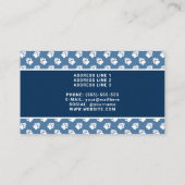 青と白の足と自分の写真の獣医師 名刺 (裏面)