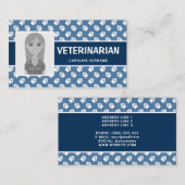 青と白の足と自分の写真の獣医師 名刺 (正面/裏面)