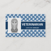 青と白の足と自分の写真の獣医師 名刺 (正面)