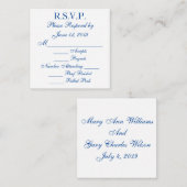 青と白の返信カード RSVP カード (正面/裏面)