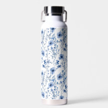青と白の野の花の水彩花柄