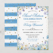 青と白の野忘れ花私Nots甘い16 招待状 (正面/裏面)