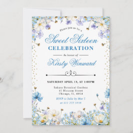 青と白の野忘れ花私Nots甘い16 招待状