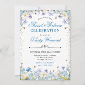 青と白の野忘れ花私Nots甘い16 招待状 (正面)