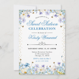 青と白の野忘れ花私Nots甘い16 招待状