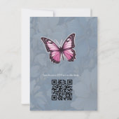 青と白の金ゴールド芸術品を気取ったエッジの花 招待状 (裏面)