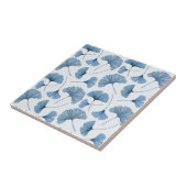 青と白の銀杏の葉の模様 タイル (側面)