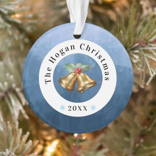 青と白の鐘のミスタントー |家族クリスマス オーナメント (ツリー)