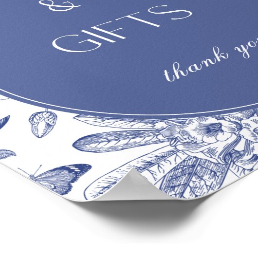 青と白の陳腐なカードとギフトサイン ポスター (角)