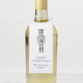 青と白の陳腐なクリスマスくるみクラッカー ボトルネックタグ