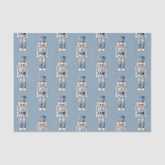 青と白の陳腐なクリスマスくるみクラッカー 薄葉紙 (正面)