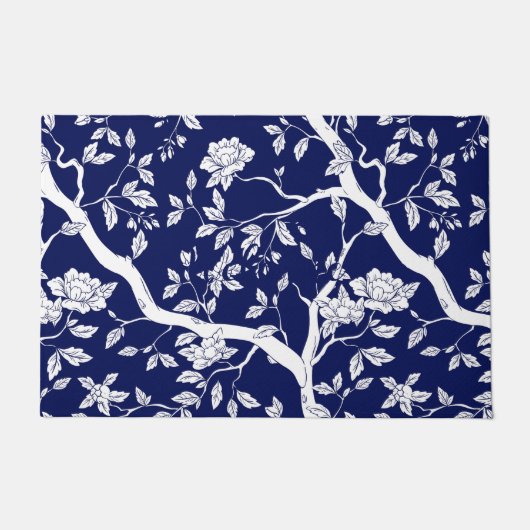 青と白の陳腐なドアマット ドアマット (正面)