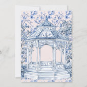 青と白の陳腐なブライダルシャワー茶パーティー 招待状 (裏面)