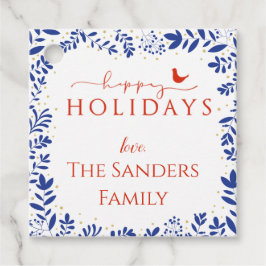 青と白の陳腐な鳥の贈り物ラベル フェイバータグ