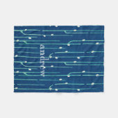 青と白の雨水滴ブランケット フリースブランケット (正面(横))