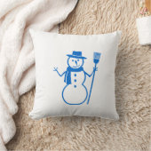 青と白の雪だるまとHAPPY HOLLIDAY クッション (ブランケット)