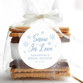 青と白の雪の愛の冬のブライダルシャワー ラウンドシール