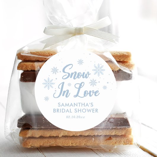 青と白の雪の愛の冬のブライダルシャワー ラウンドシール