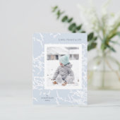 青と白の雪の枝ホリデーフォトポストカード シーズンポストカード (スタンド正面)